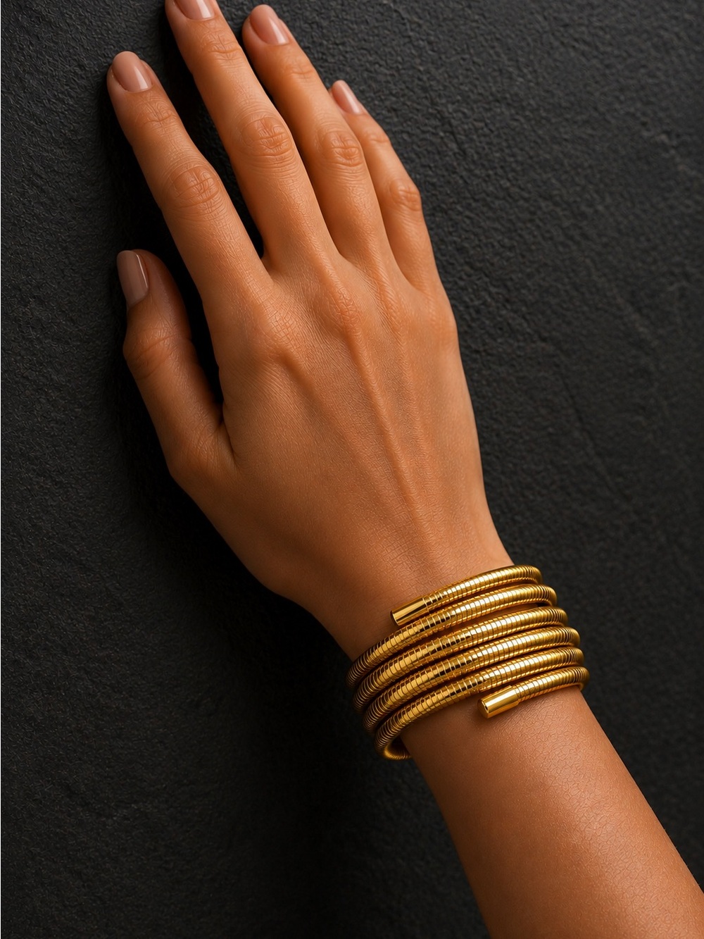 Gold Plated Coil Wrap Bracelet - Picture 4 of 6